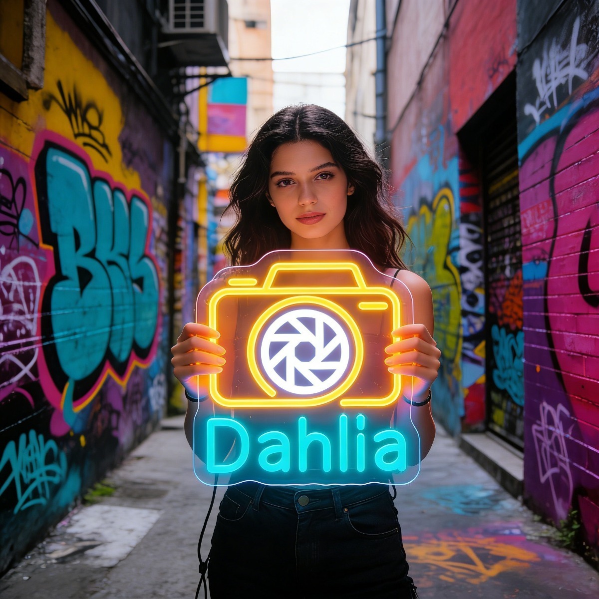 Dahlia Camera Neon Light Sign  - Vintage Photography Lighting review and price